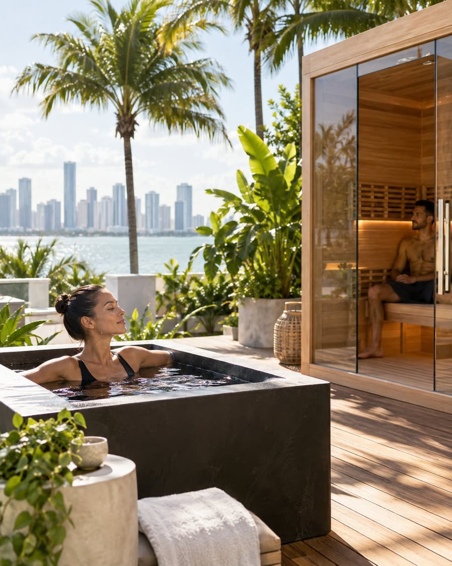Miami skyline, home market for Russian & Turkish Baths Miami Beach