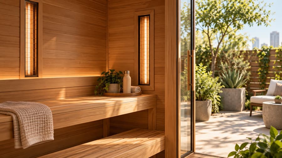 Infrared sauna patio with city view (illustrative) for Denver