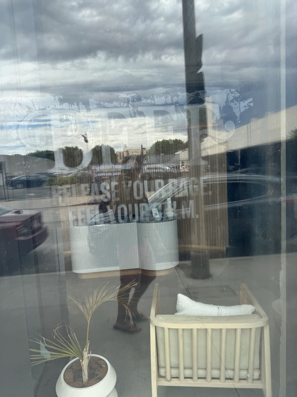 Pause West Hollywood storefront window with PAUSE lettering on Sycamore Ave