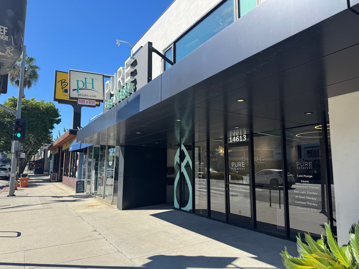 Pure Recovery Sherman Oaks glass storefront at 14613 Ventura Blvd